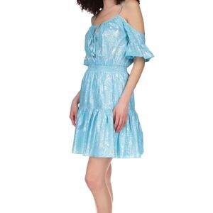 NWT Michael Kors Cold Shoulder Ruffle Smocked Fit + Flare Dress, Women’s M